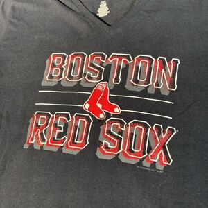 Boston Red Sox Shirt Women's 1x V Neck Black Graphic Tee MLB Genuine Merchandise